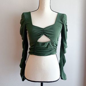 Zara scrunch cutout long sleeve crop top